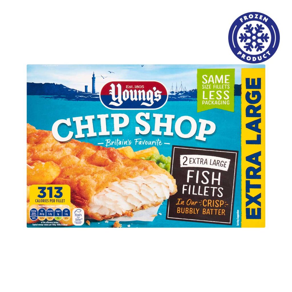 Youngs Chip Shop 2XL Fish Fillets in Bubble Batter 300g Heron Foods