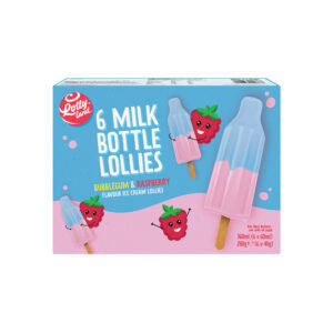Lollyland 6 Bubblegum & Raspberry Milk Bottle Lollies 6×60ml