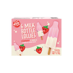 Lollyland 6 Strawberry & Vanilla Milk Bottle Lollies 6×60ml