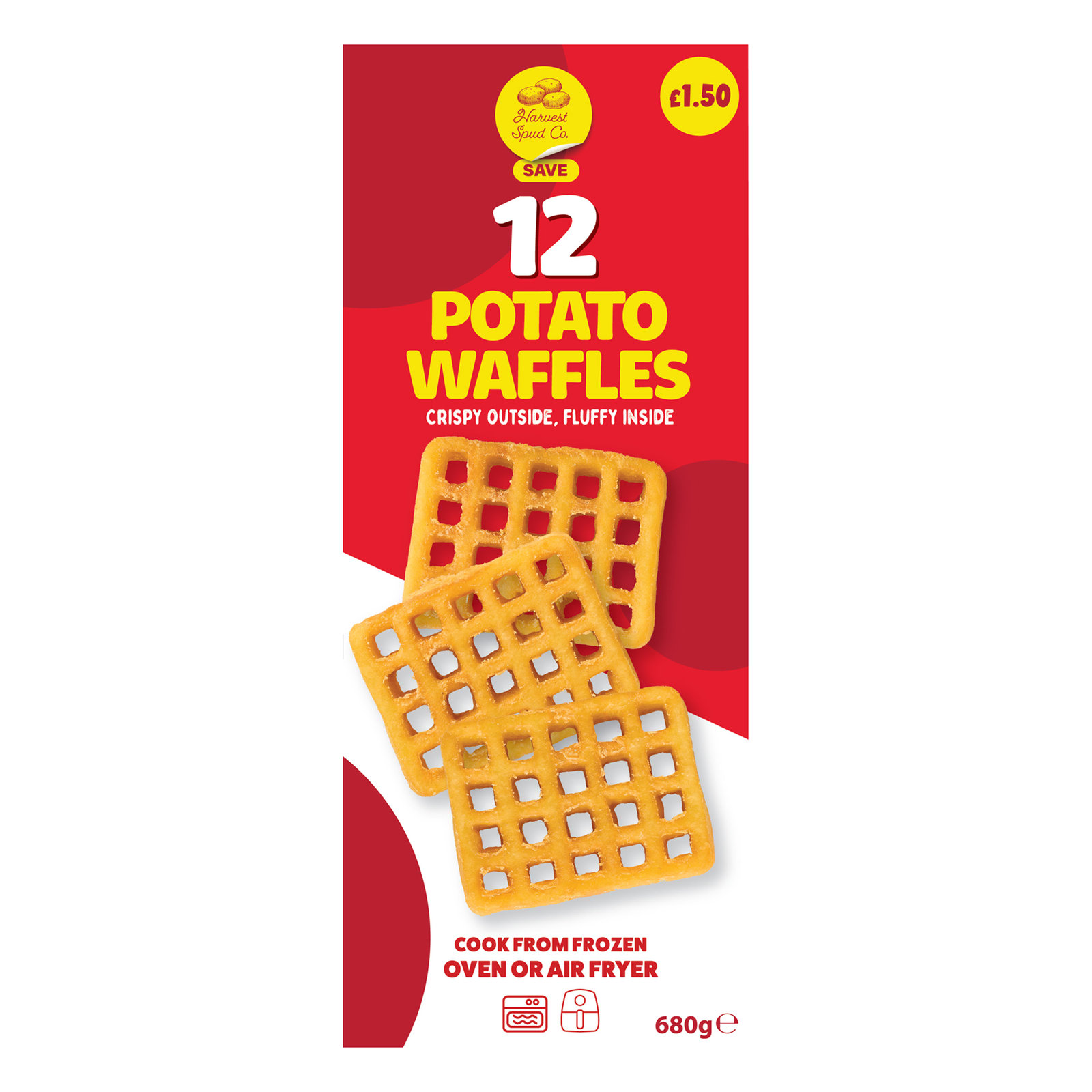 Harvest Spud Co. Save 12 Potato Waffles (PMP £1.50) 680g