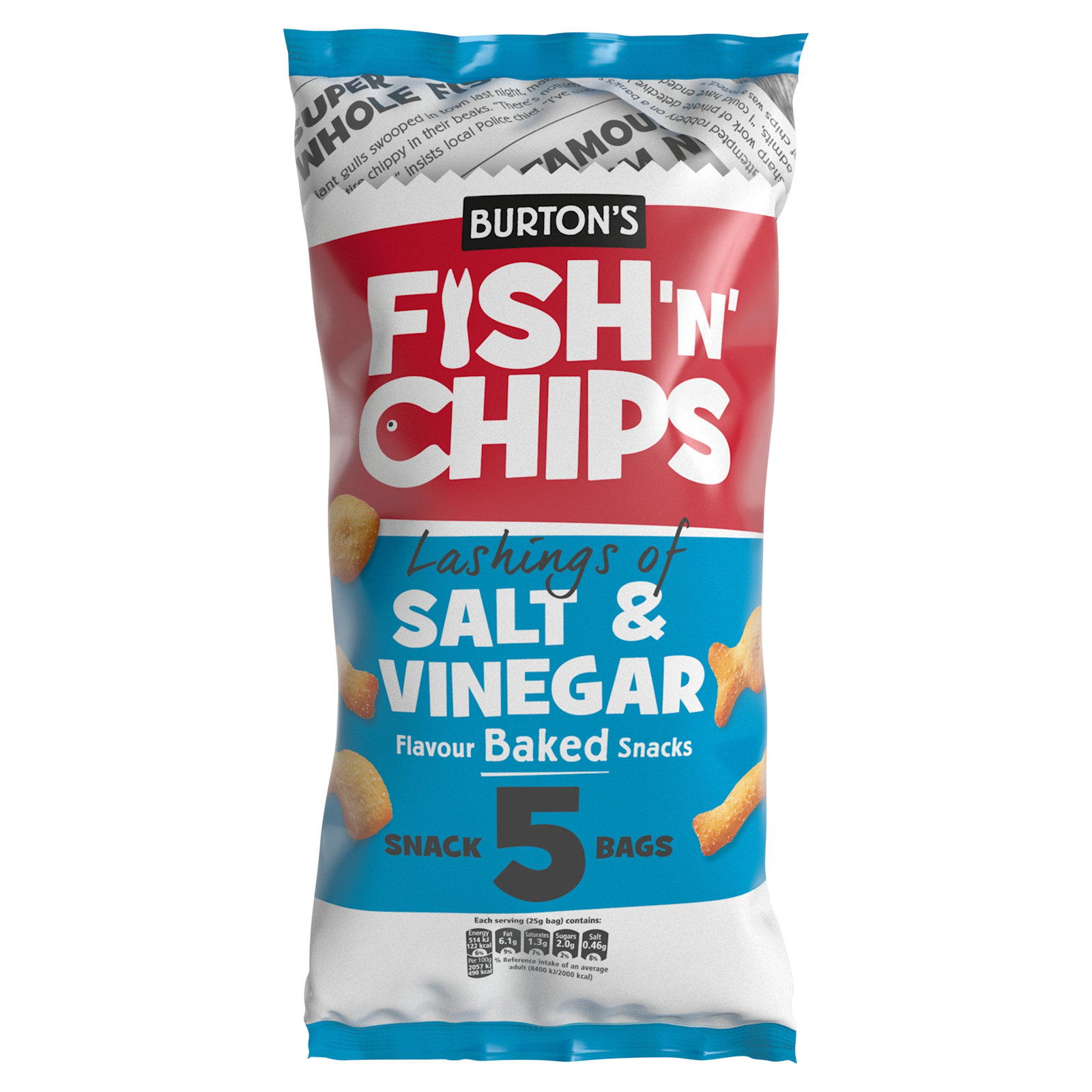 Burtons Daily Fish & Chips Salt & Vinegar  5×25g