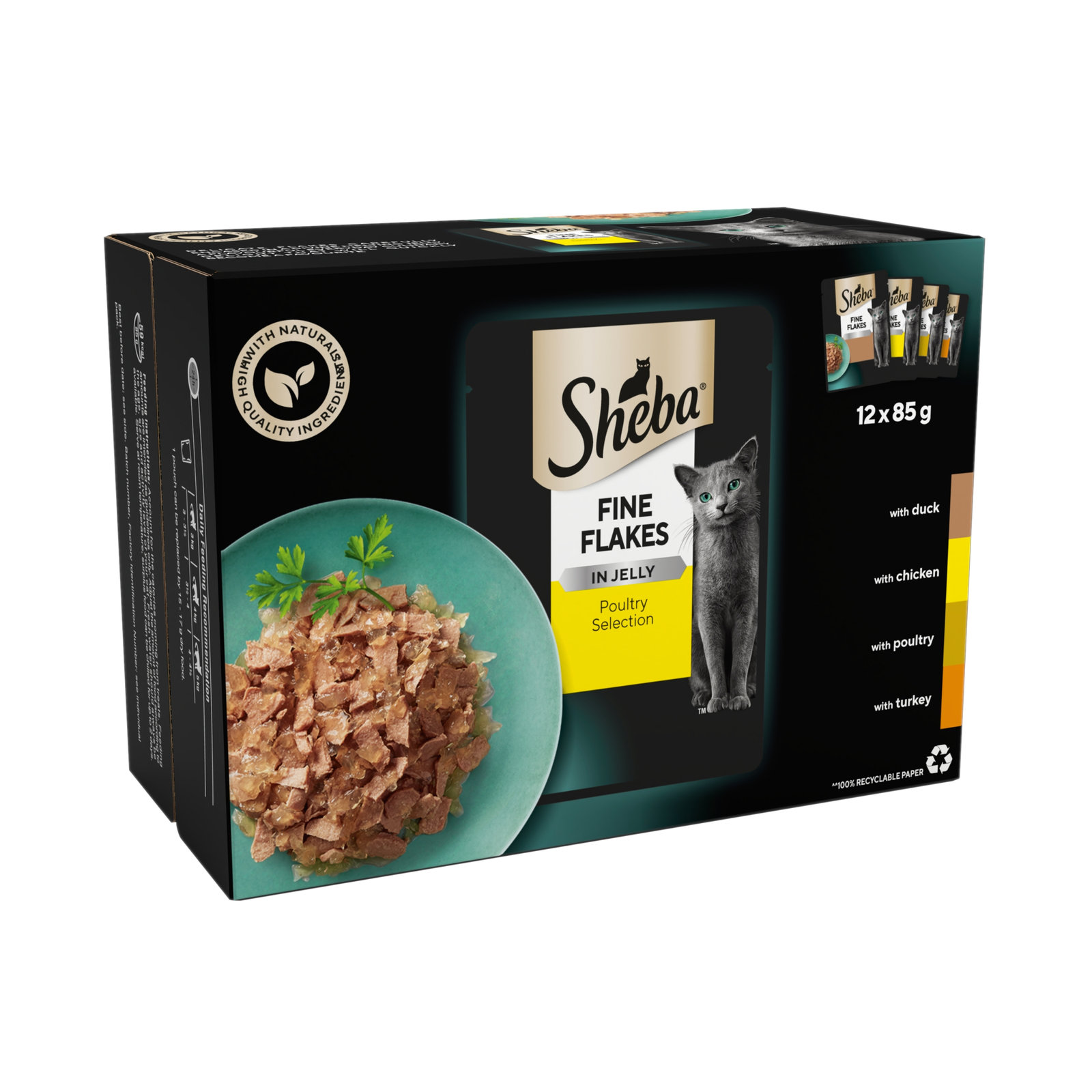 Sheba Fine Flakes In Jelly Poultry Selection 12×85g