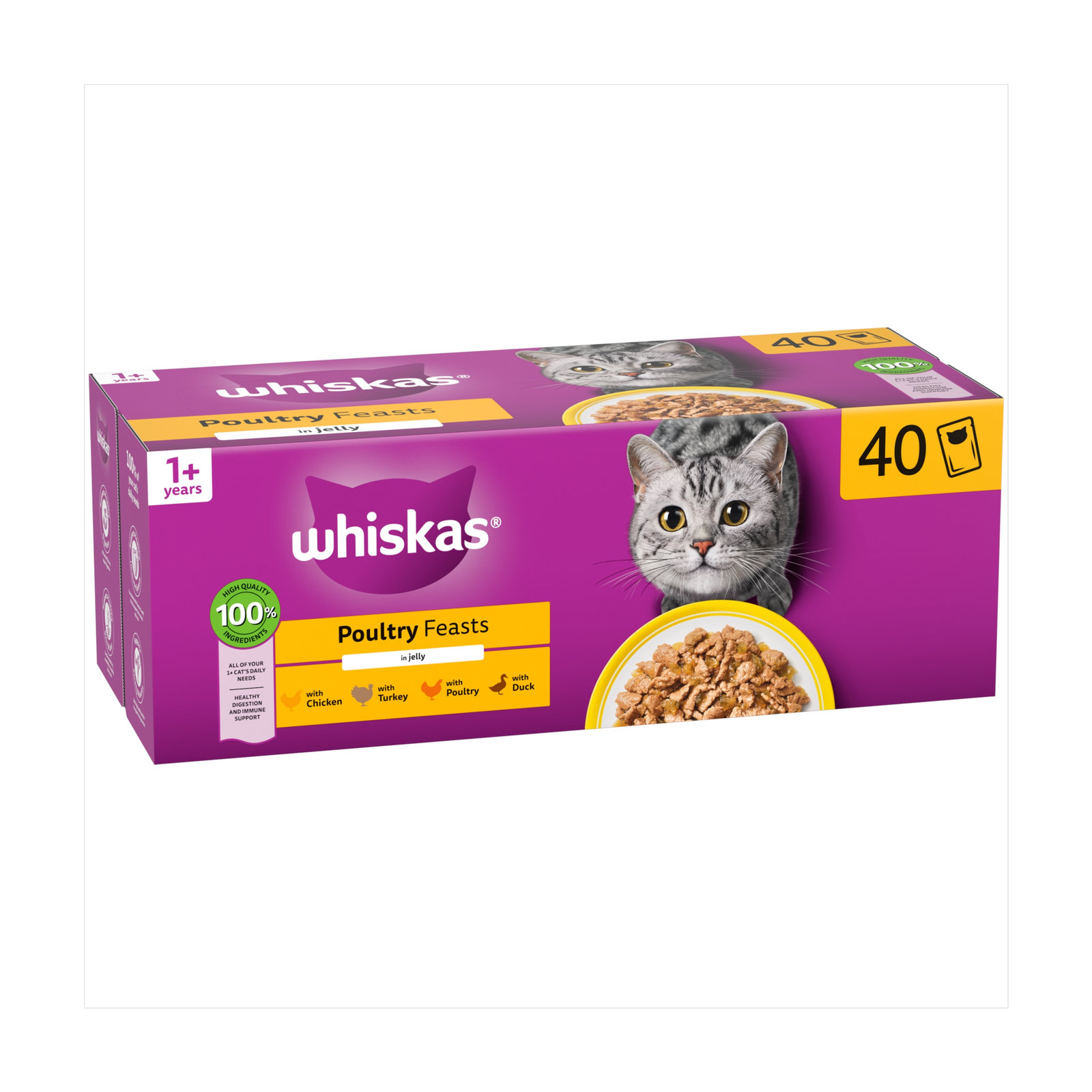 Whiskas 1+ Poultry Feasts in Jelly Mega Pack 40pk