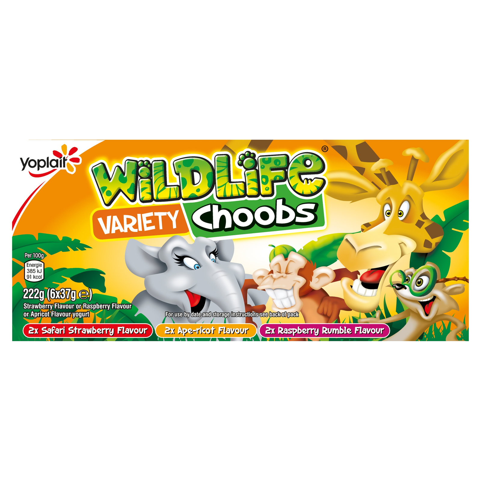 Wildlife Choobs Kids Strawberry Raspberry & Apricot Yoghurt Tubes