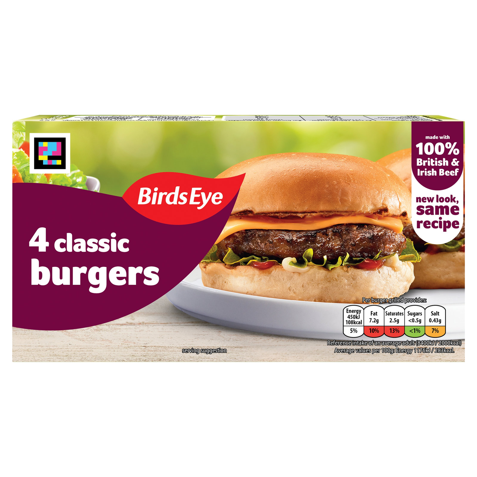 Birds Eye Classic 4 Beef Burgers with Onion