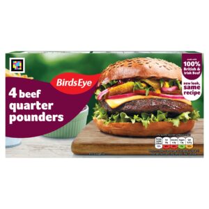Birds Eye 4 Beef Quarter Pounders With Onion 454g