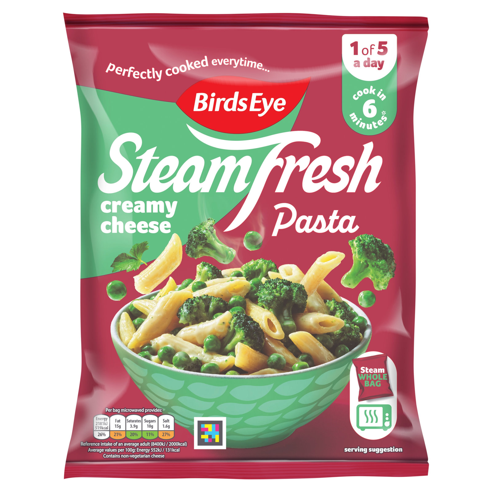 Birds Eye Steamfresh Creamy Cheese Vegetable Penne Pasta Meal 400g