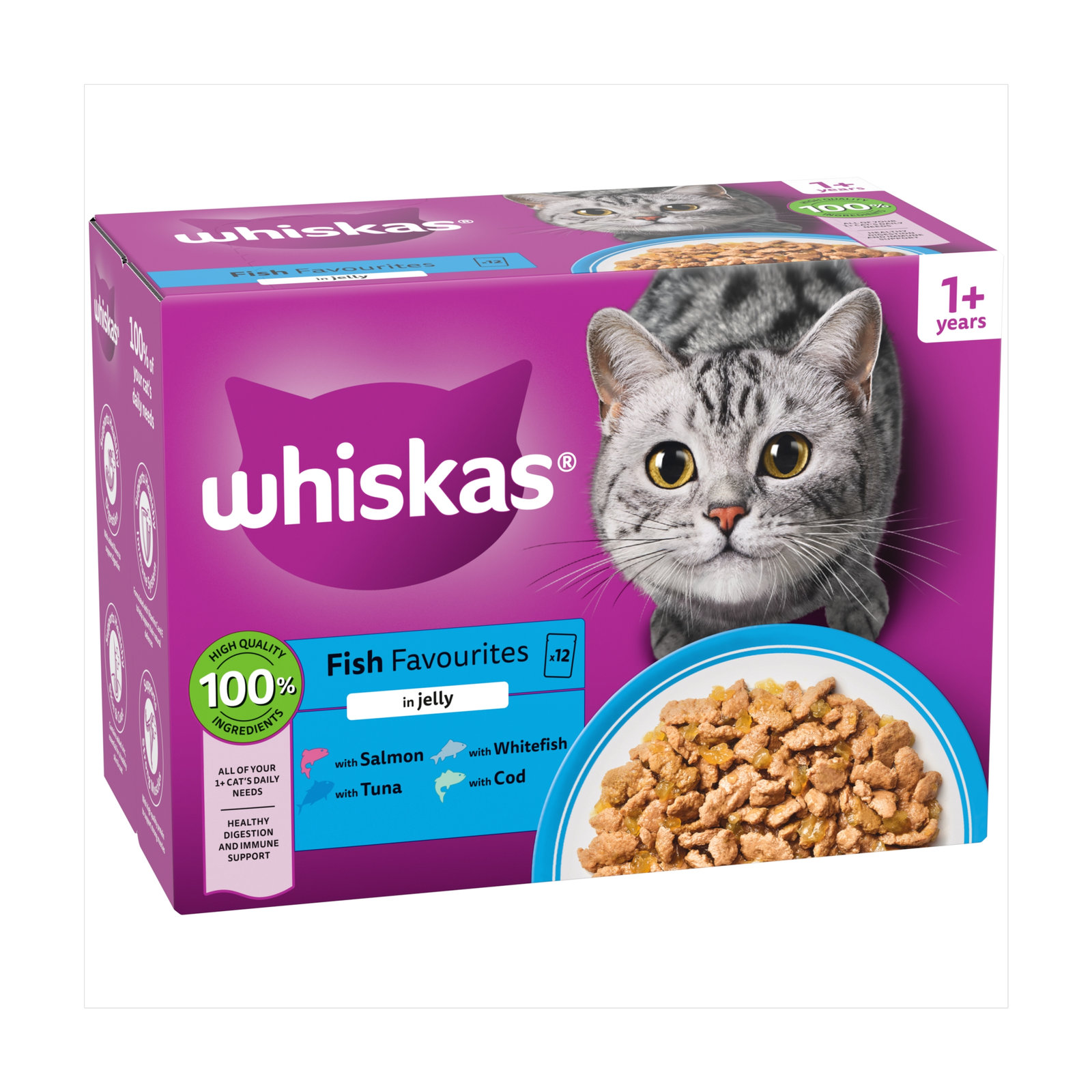 Whiskas 1+ Fish Favourites in Jelly 12×85g