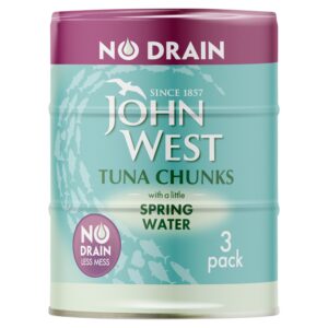 John West Tuna Chunks in Spring Water No Drain 3×100g
