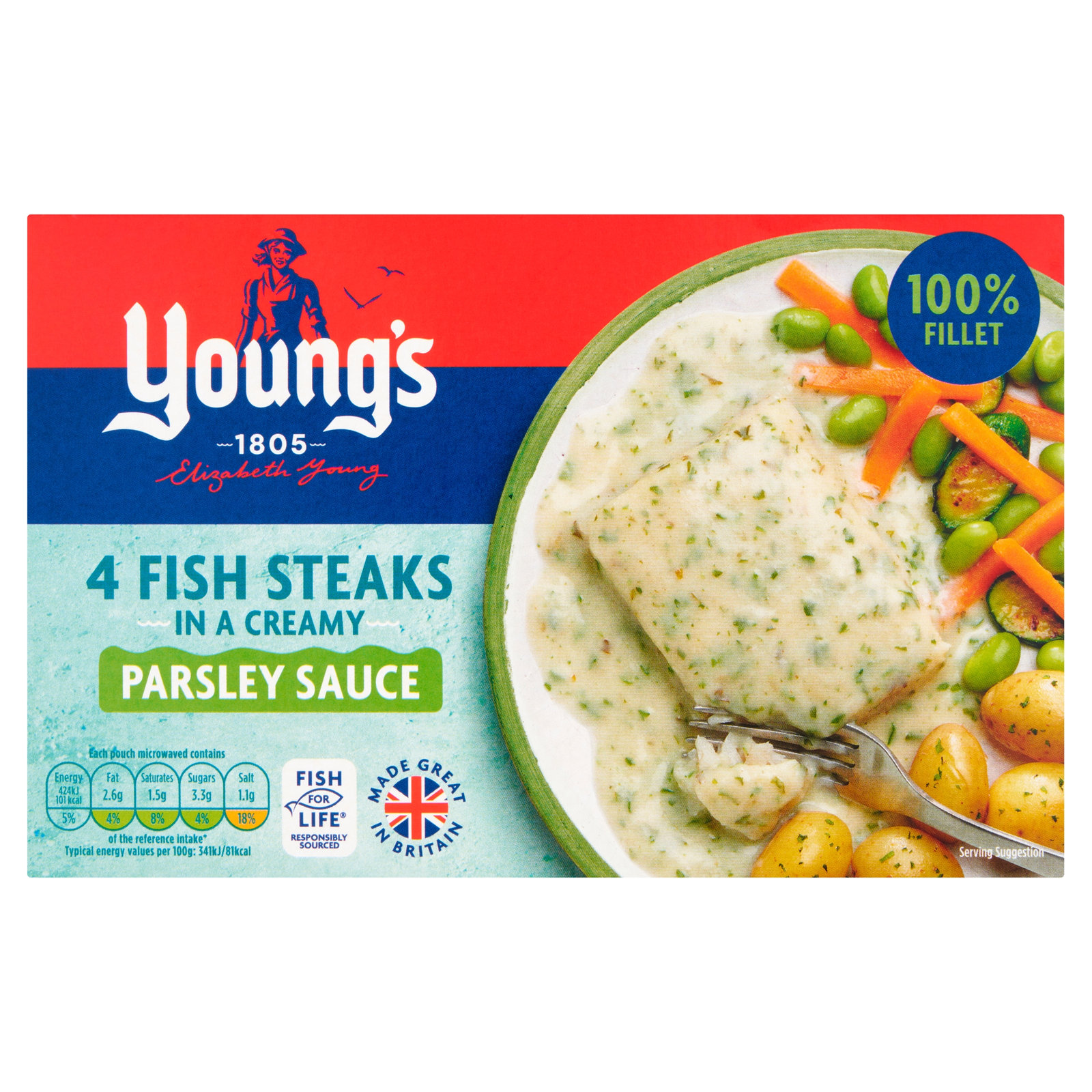 Young's 4 Fish Steaks In A Parsley Sce 560g