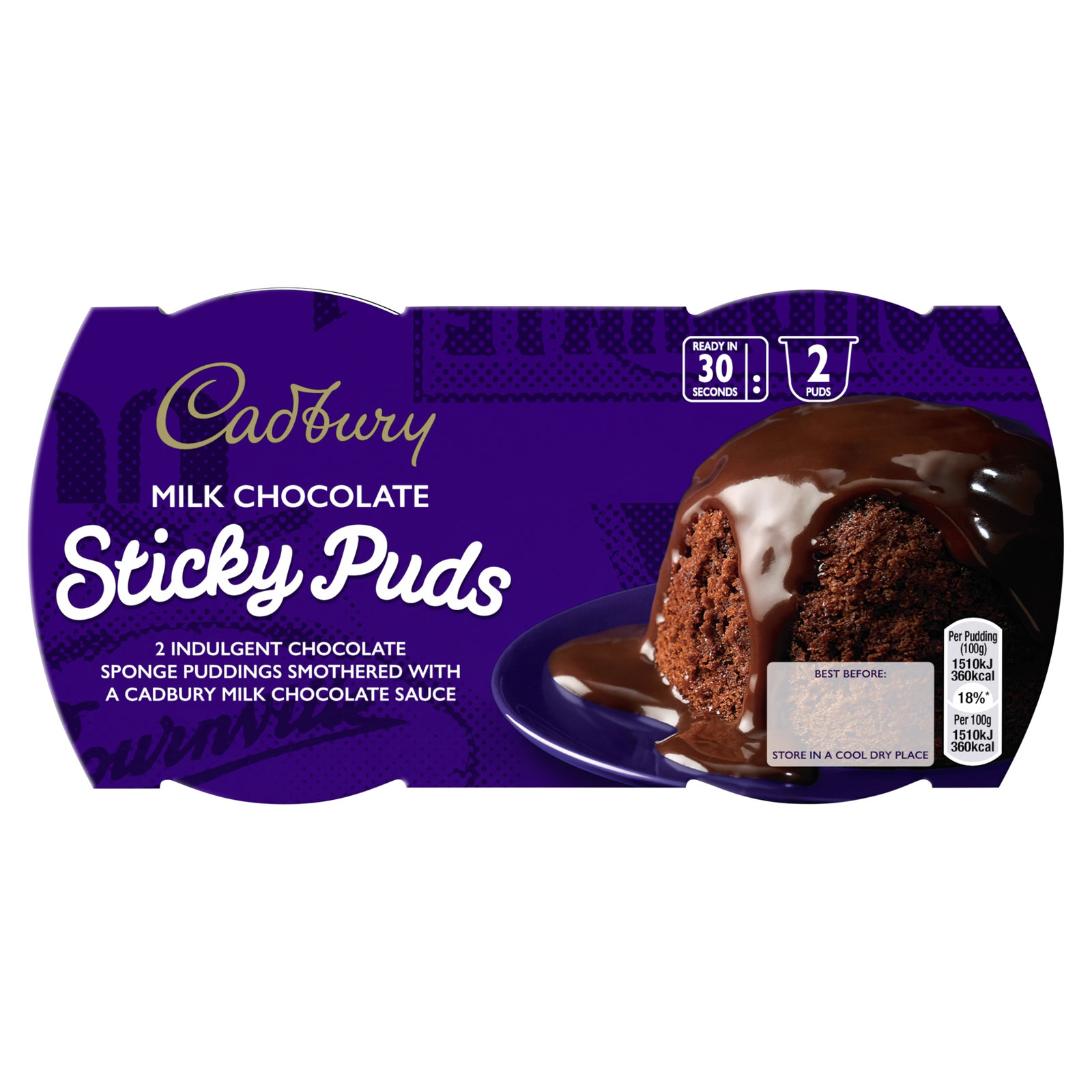 Cadbury Milk Chocolate Sticky Puds 2×95g