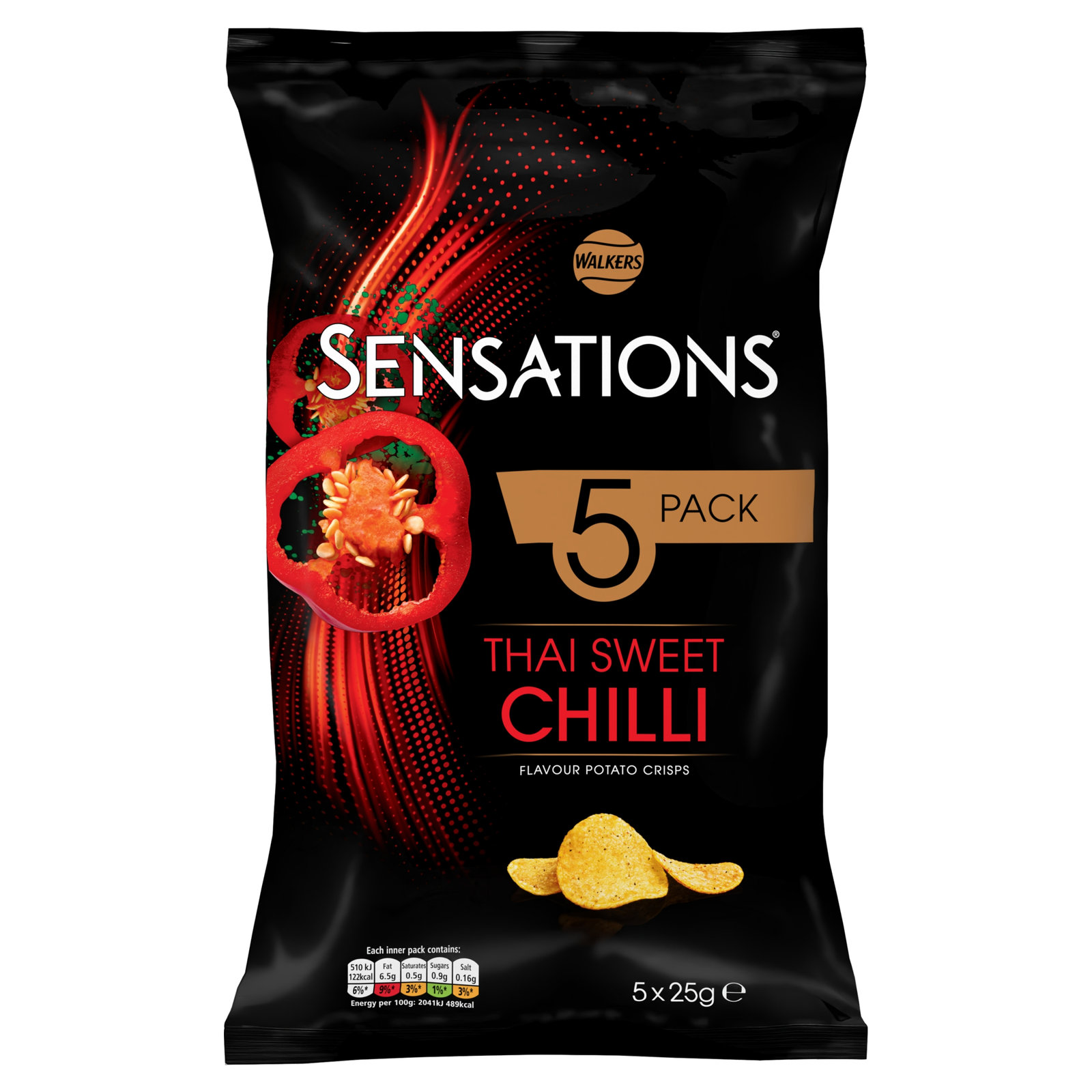 Walkers Sensations Multipack Crisps - Thai Sweet Chilli 5x25g
