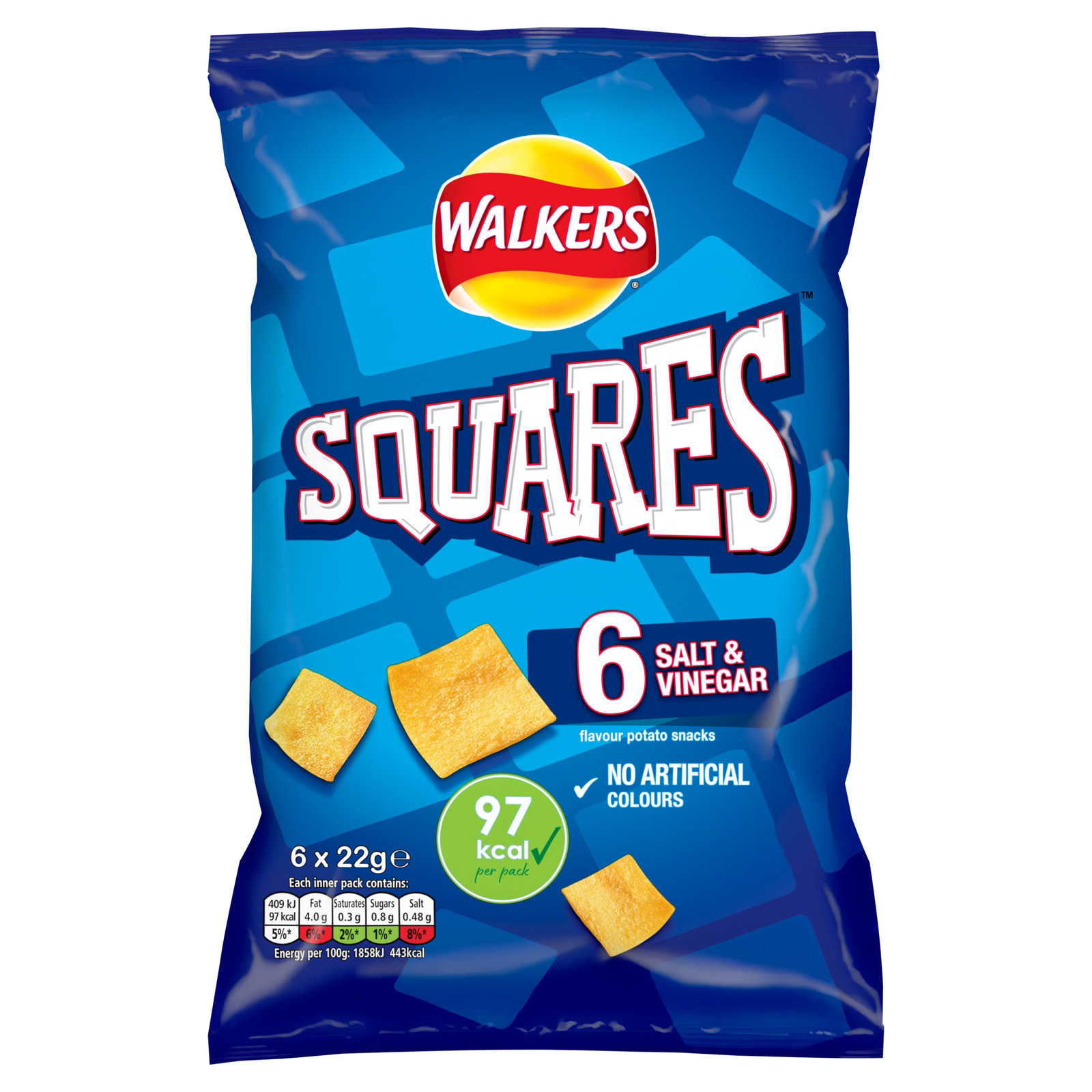 Walkers Squares Salt & Vinegar 6×22g
