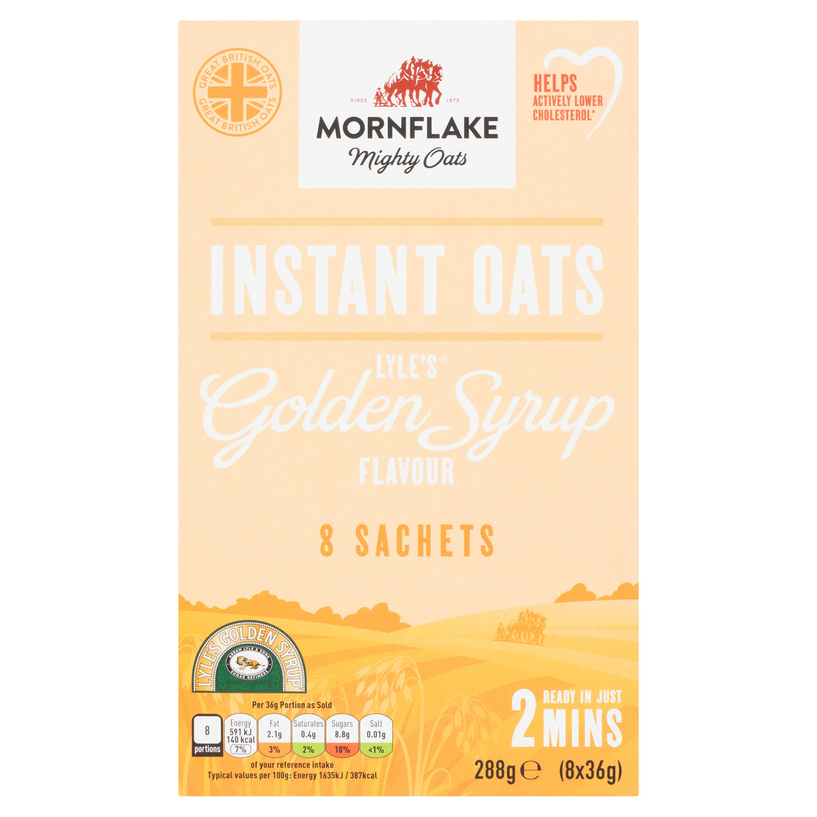 Mornflake Instant Porridge Golden Syrup 8×36g