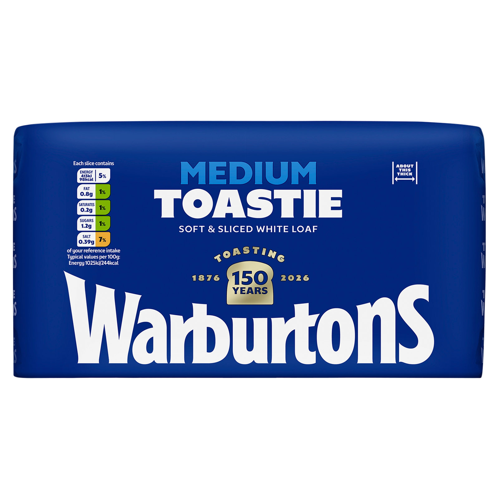 Warburtons Medium Sliced White 800g