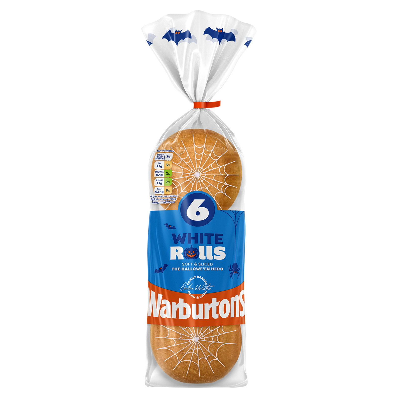 Warburtons Sliced White Rolls 6pk
