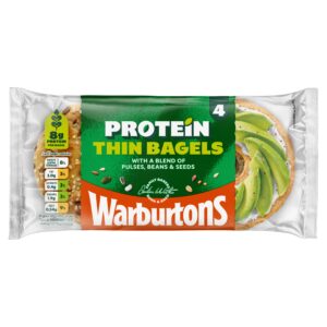 Warburtons Seeded Protein Thin Bagels 4pk