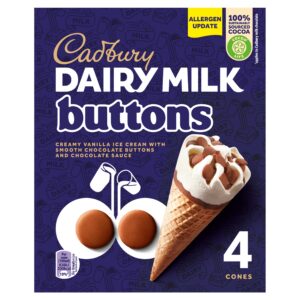 Cadbury Dairy Milk Buttons Cones 4×100ml