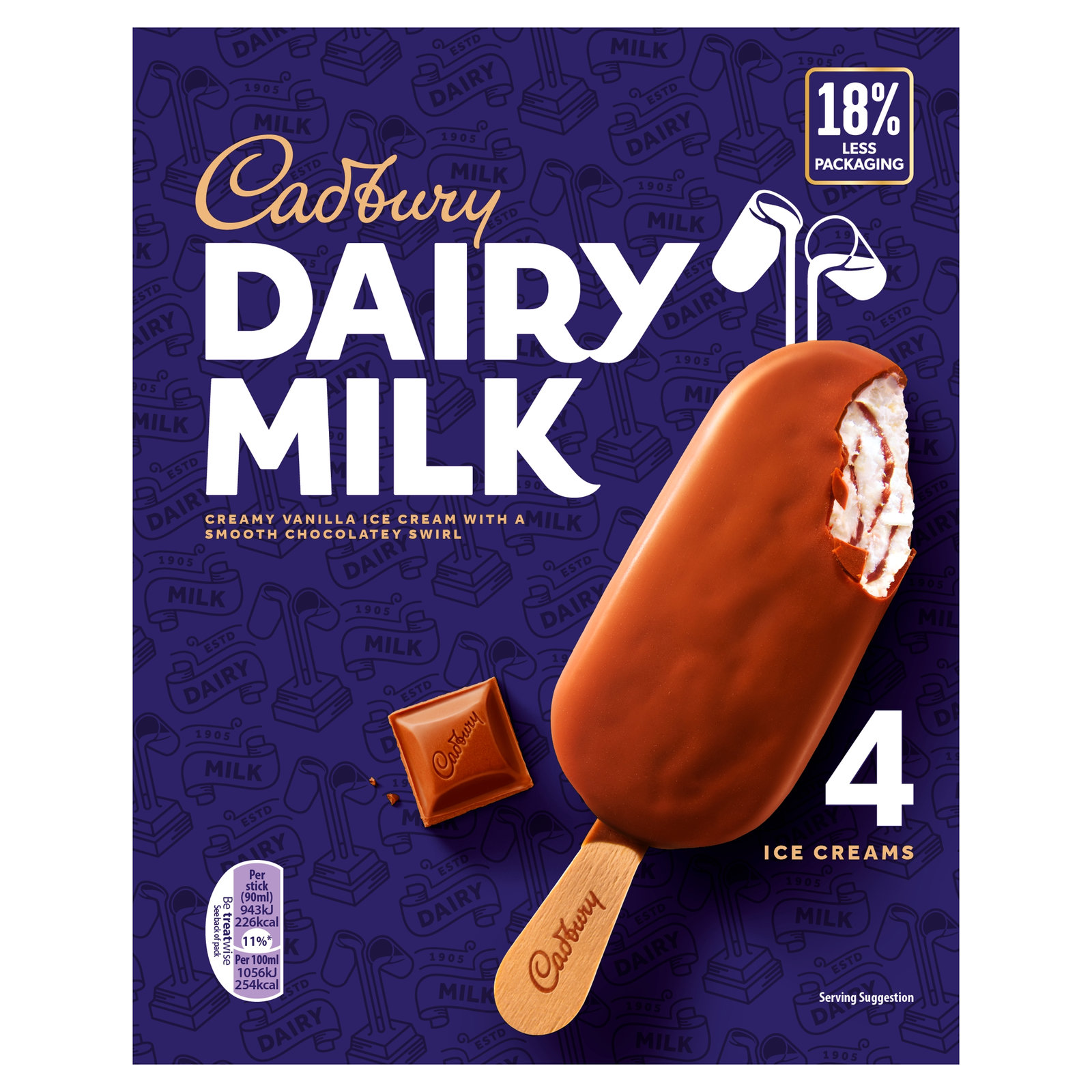 Cadbury Dairy Milk Sticks 4×90ml