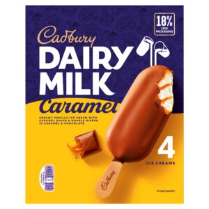 Cadbury Dairy Milk Caramel Sticks 4×90ml