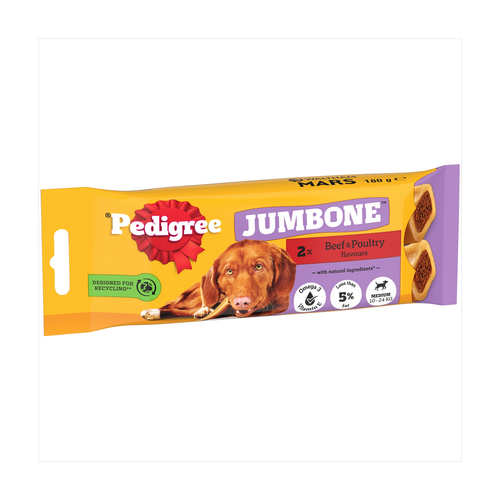Pedigree Jumbone Medium Dog Treats with Beef & Poultry Chews 2×90g