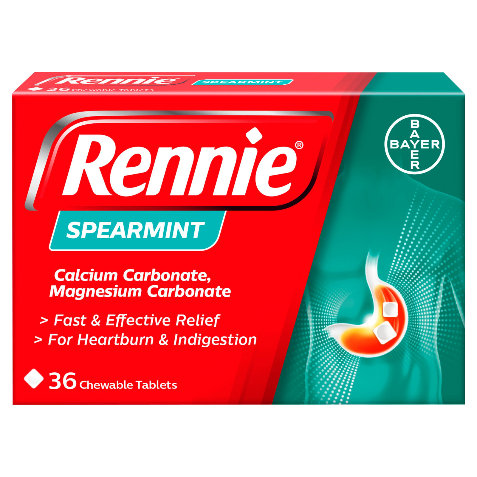 Rennie Spearmint Heartburn & Indigestion Relief 36pk