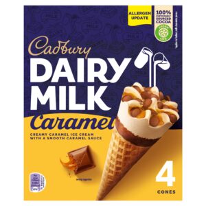 Cadbury Dairy Milk Caramel Ice Cream Cones 4×100ml