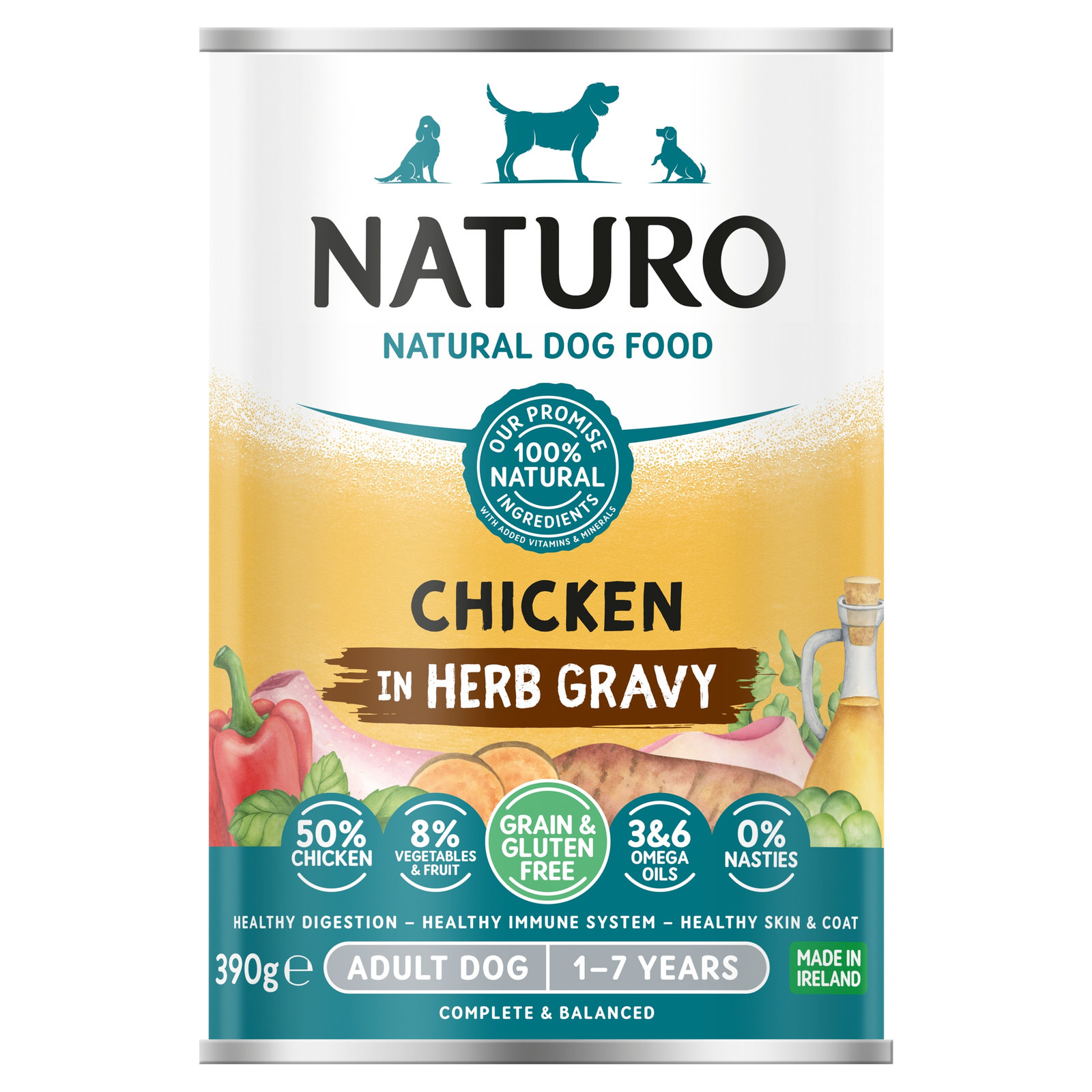 Naturo Adult Grain & Gluten Free Chicken in Herb Gravy 390g