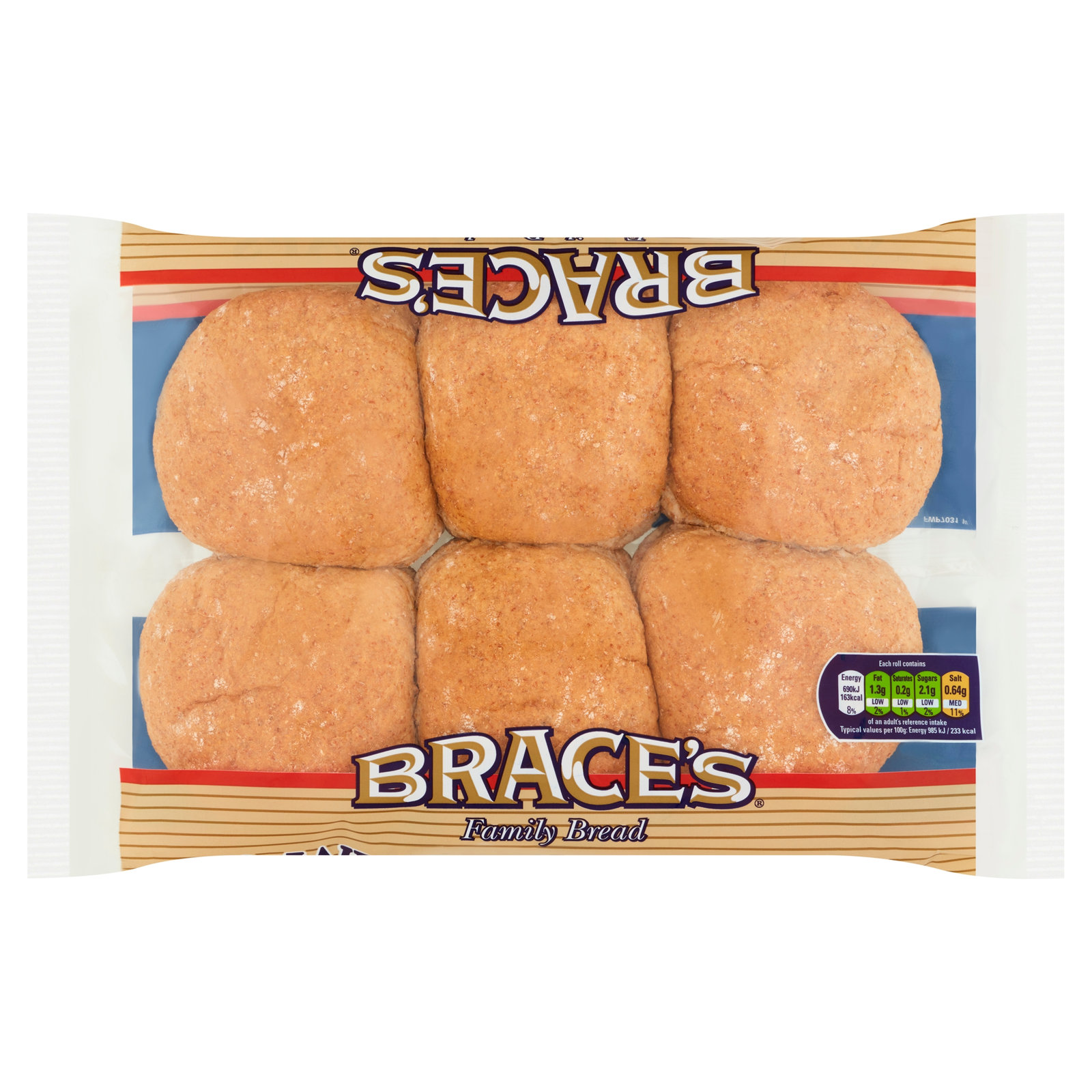 Brace's Wholemeal Rolls 6pk