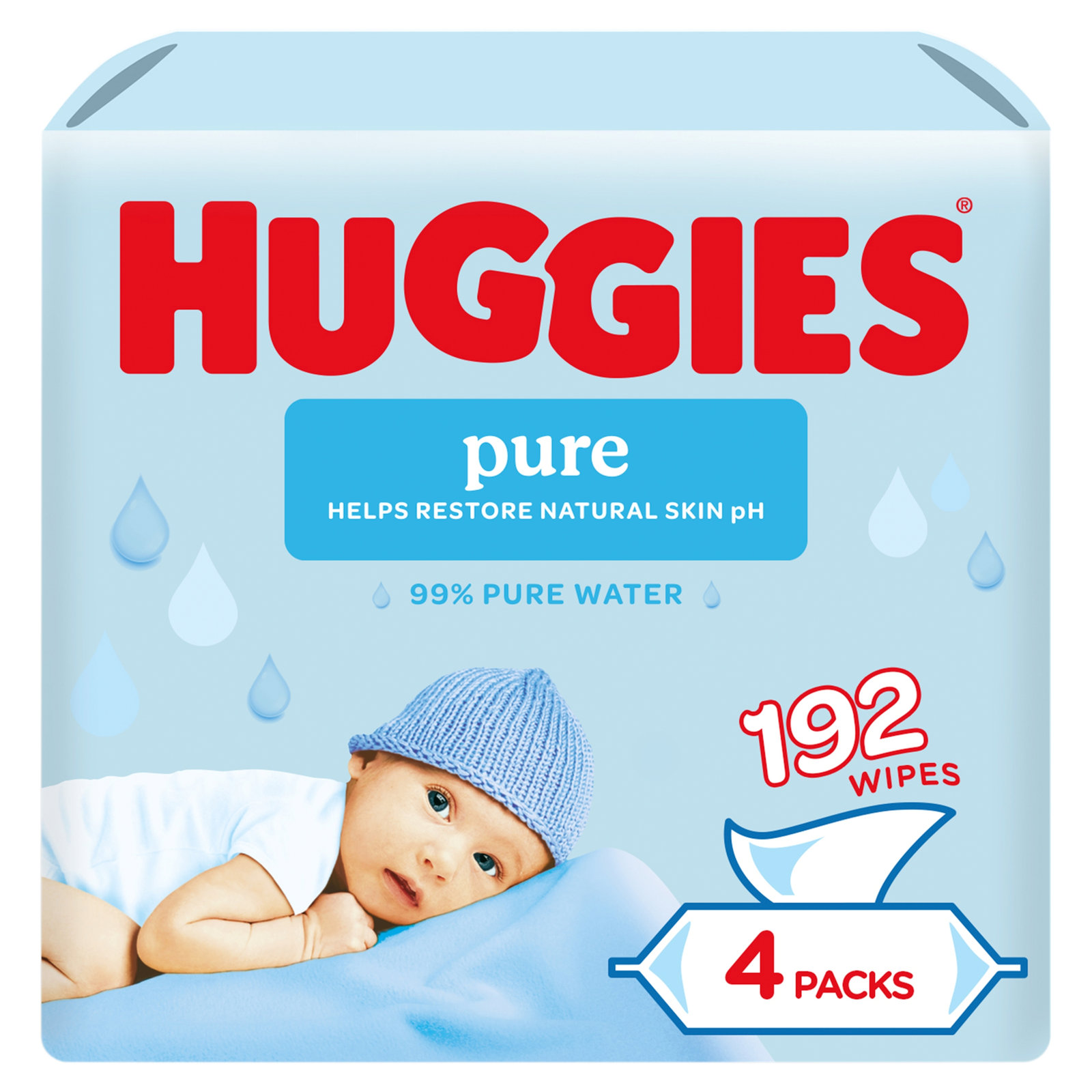 Huggies Pure Extra Care Sensitive Plastic Free Baby Wipes 3 x 48 Pack
