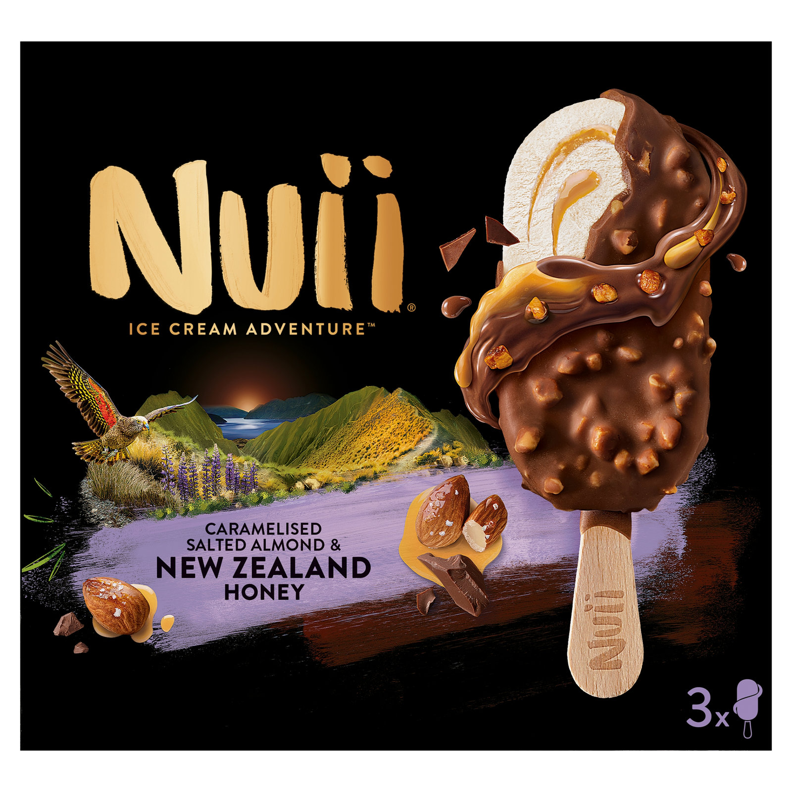 Nuii Caramelised Salted Almond & New Zealand Honey 3×90ml