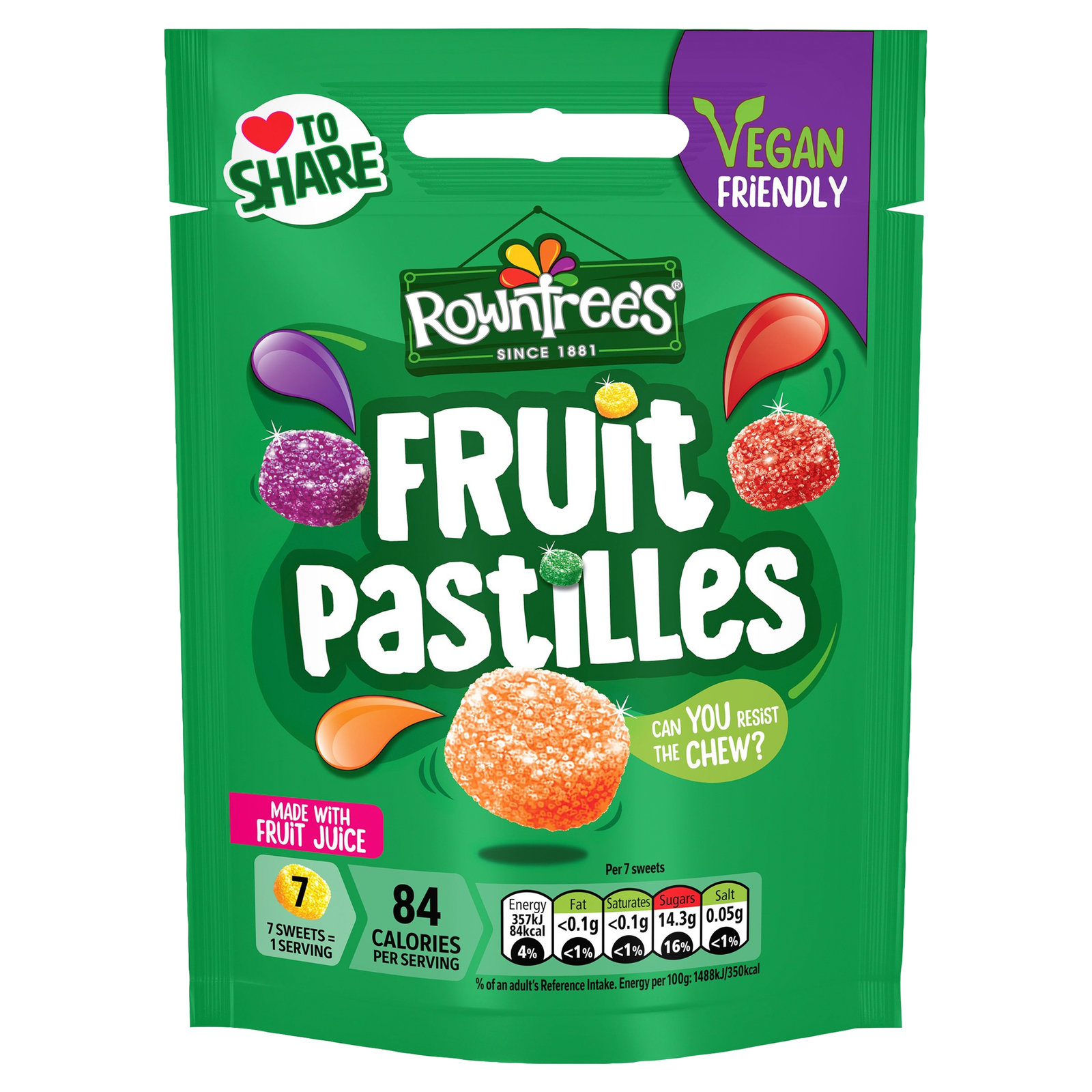 Rowntree's Fruit Pastilles Vegan Pouch 143g