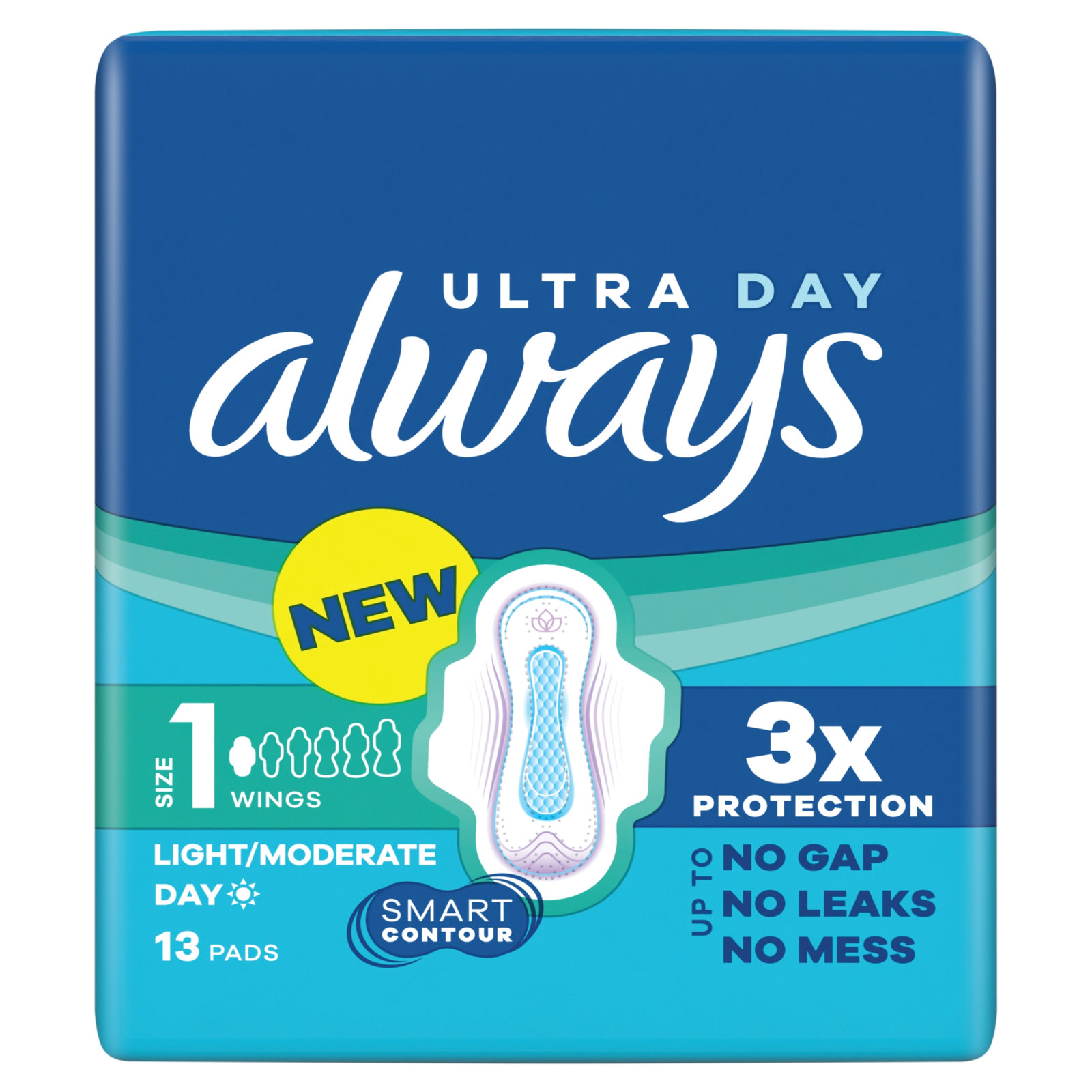 Always Ultra Day Sanitary Towels Normal Size 1 Pads x13