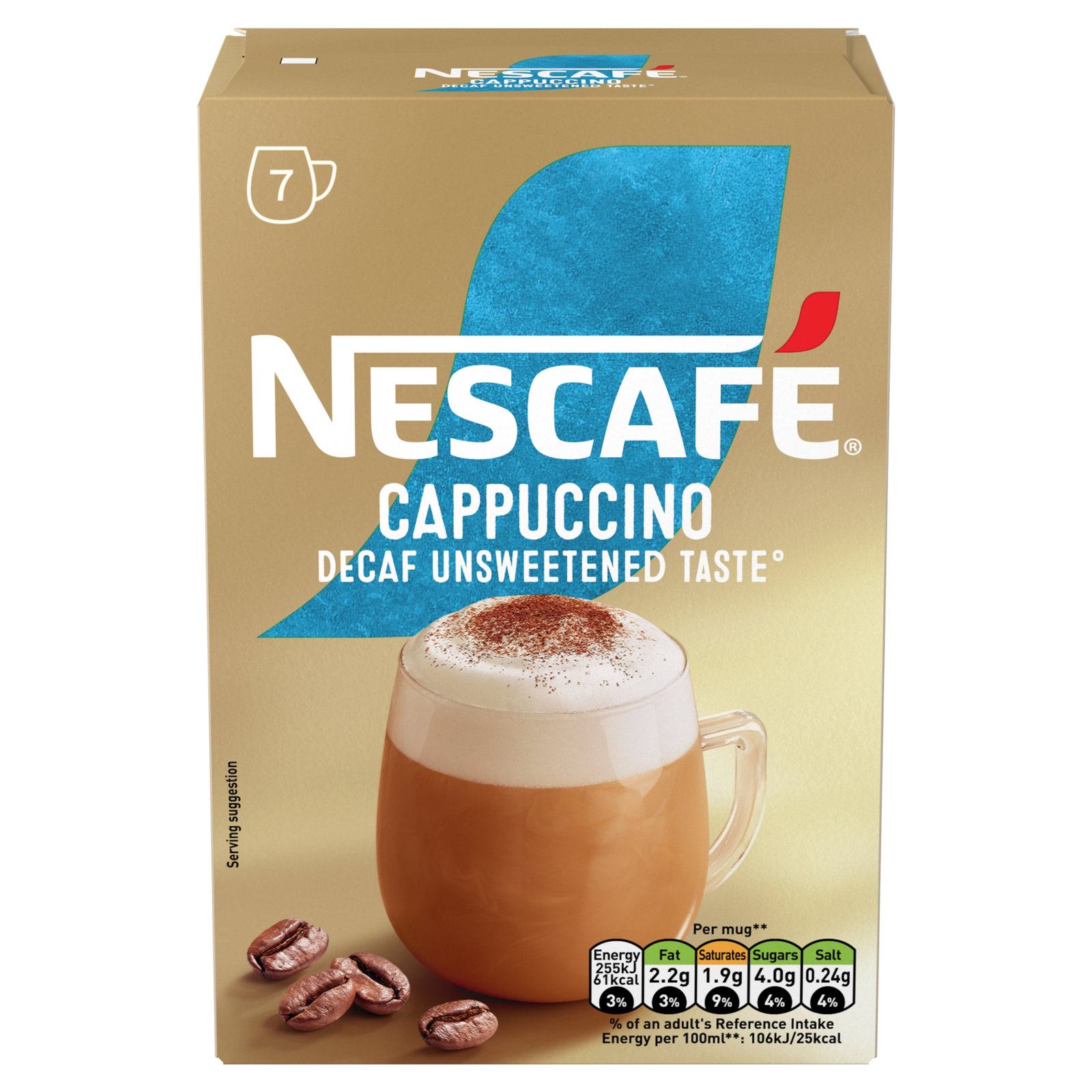 Nescafe Cappuccino Decaf Unsweetened 7pk 105g