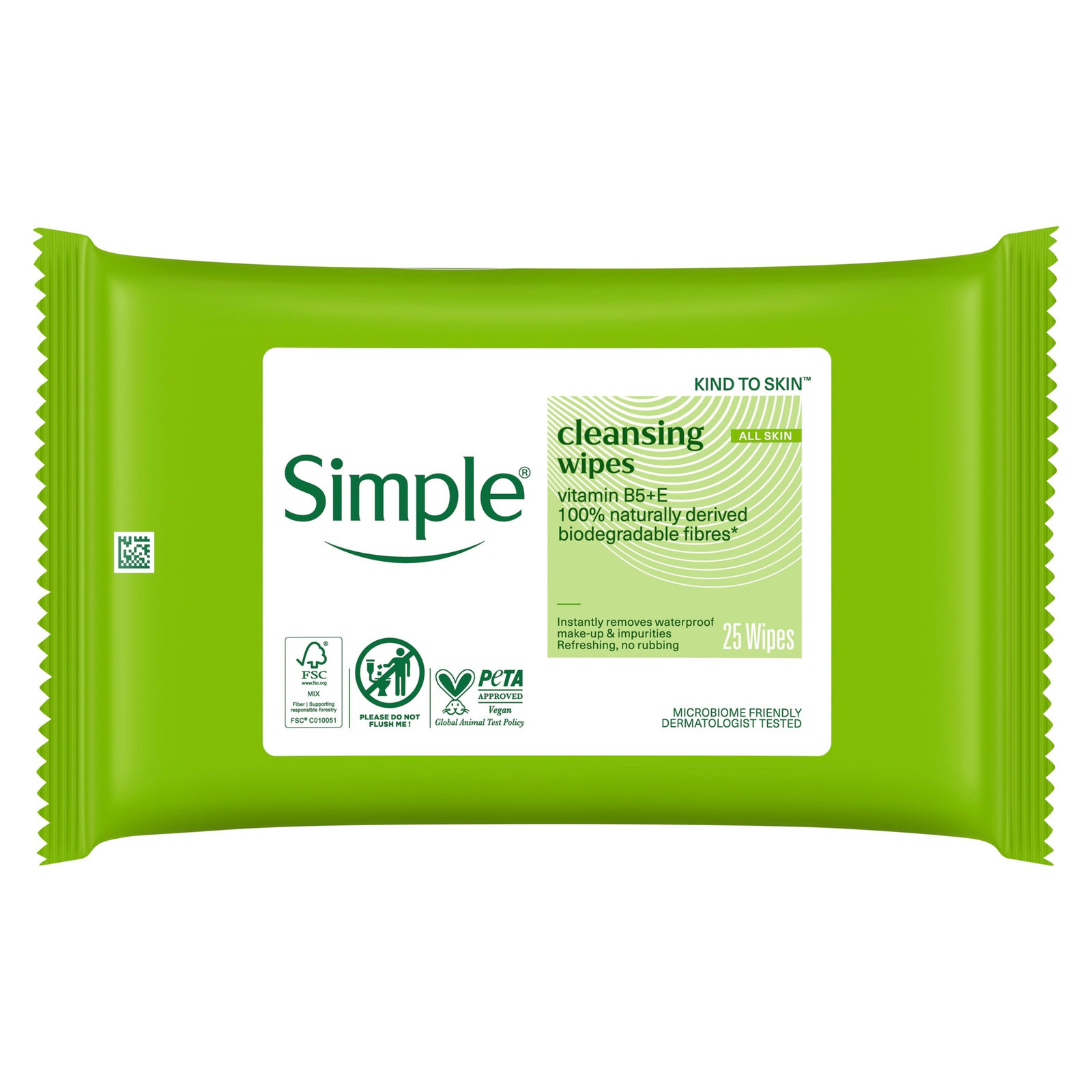 Simple Kind to Skin Bio Face Wipes 25pk