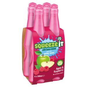 Squeeze It Apple & Raspberry 4×200ml