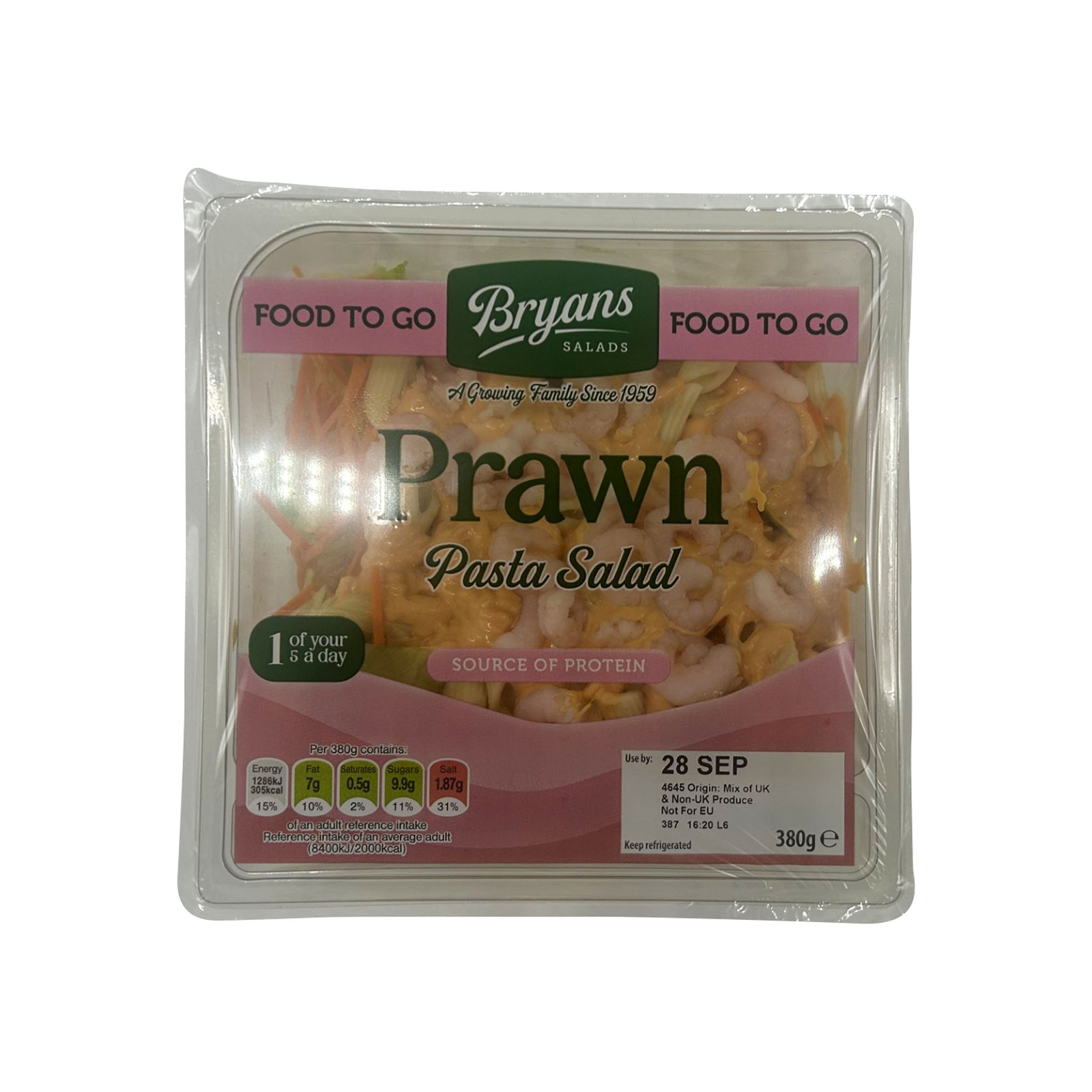 Bryans Salads Prawn Pasta Salad 380g