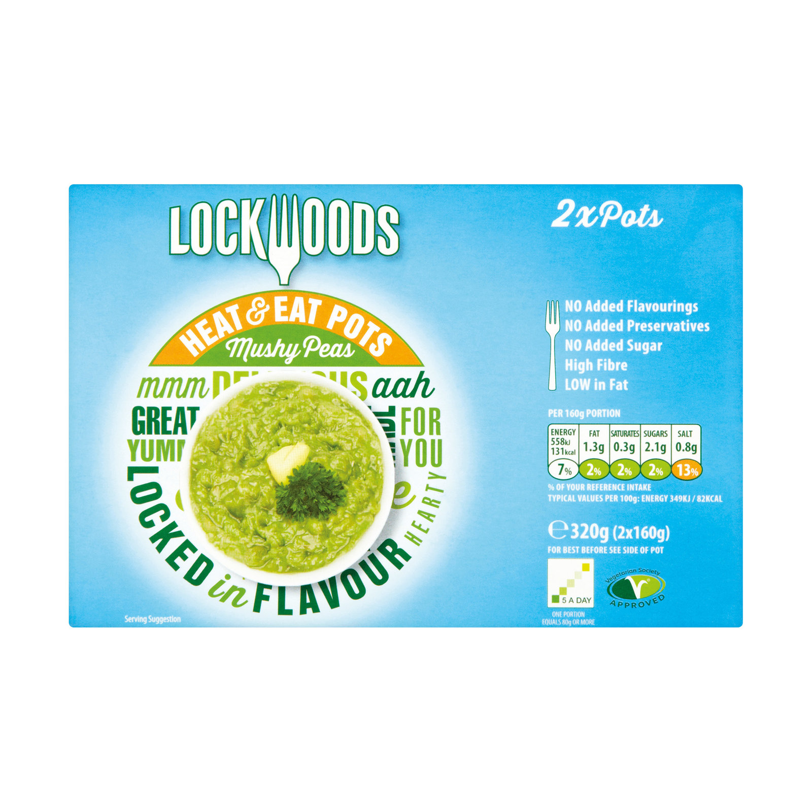 Lockwoods Heat & Eat Pots Mushy Peas 2×160g
