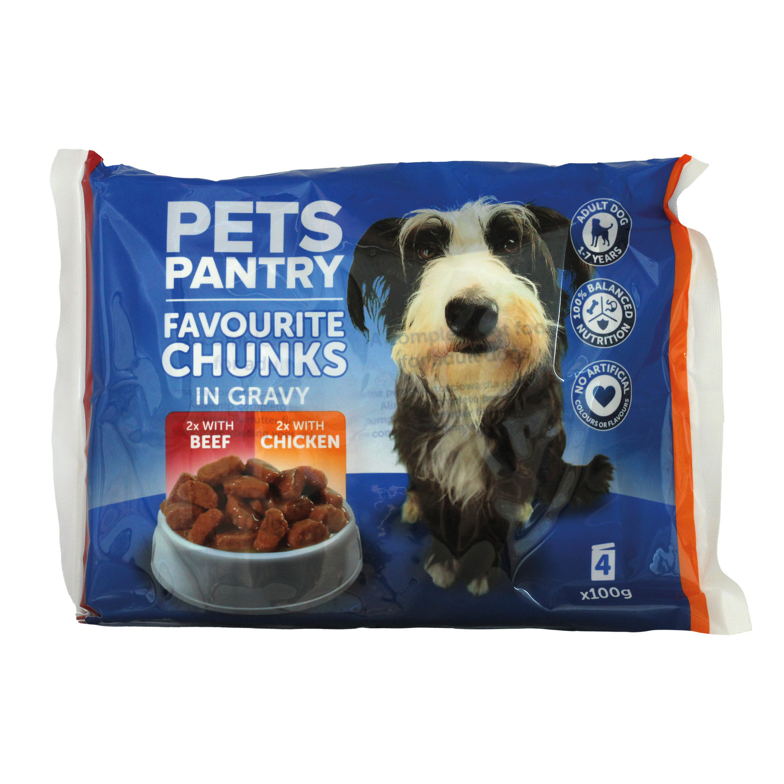 Pets Pantry Favourite Chunks in Gravy for Dogs 4×100g