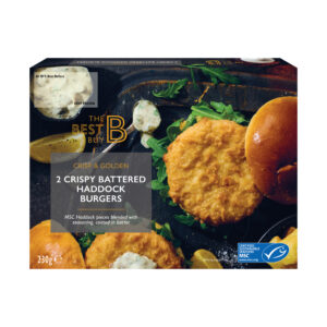 The Best Buy 2 Crispy Battered Haddock Burgers 230g