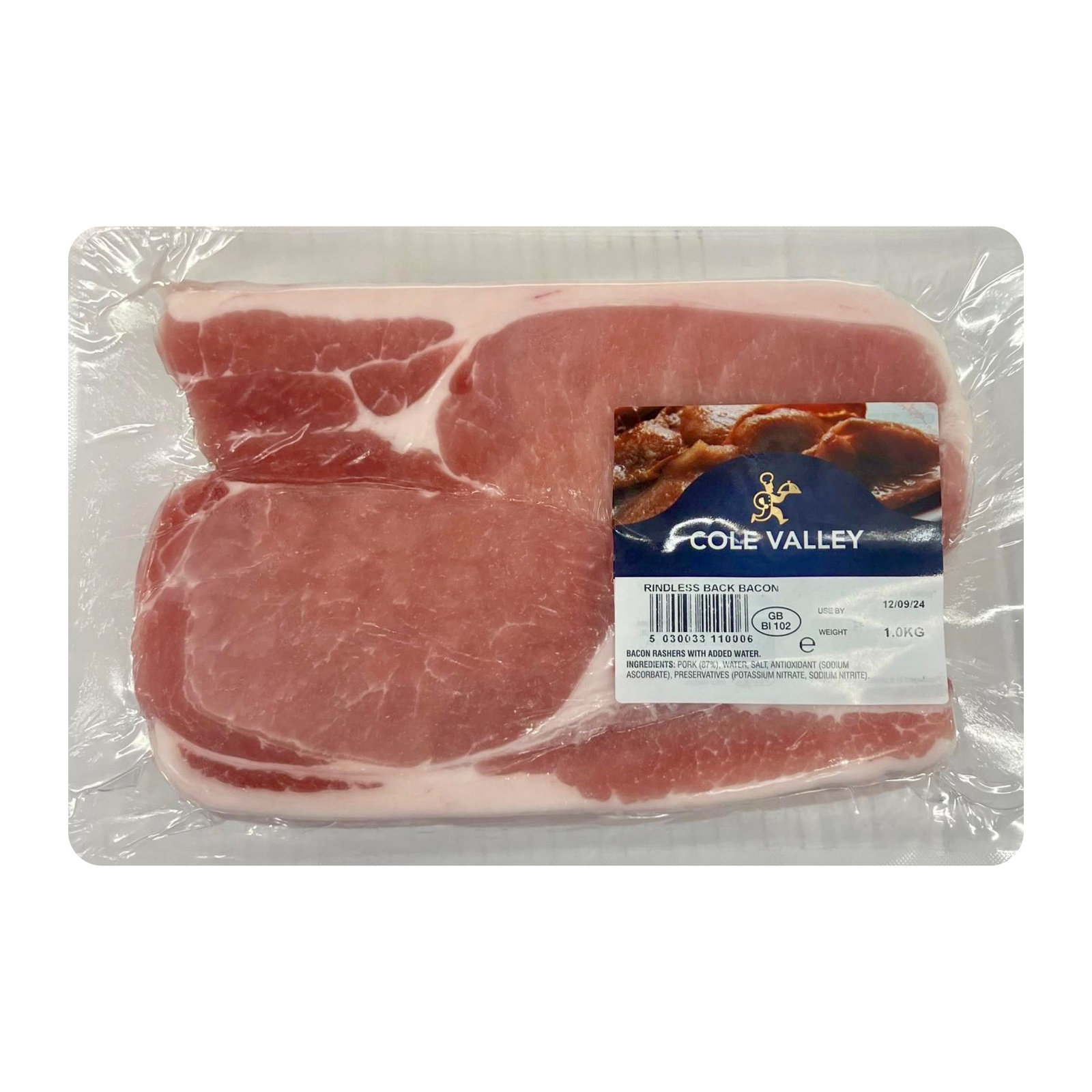 Cole Valley Unsmoked Rindless Back Bacon 1kg