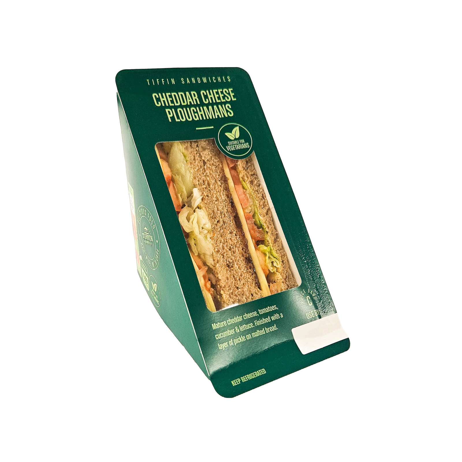 Handmade Cheddar Ploughmans with Branston Pickle in Malted