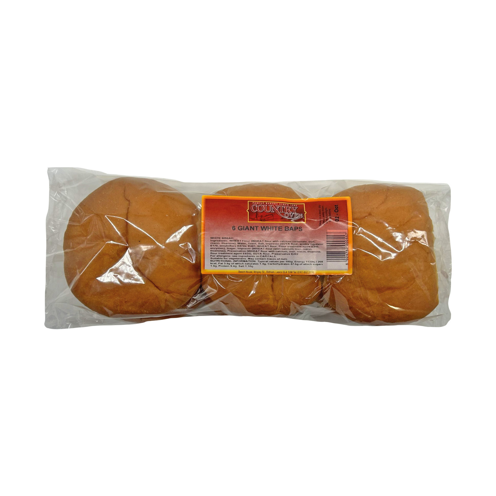 Country Oven Giant White Baps 6pk