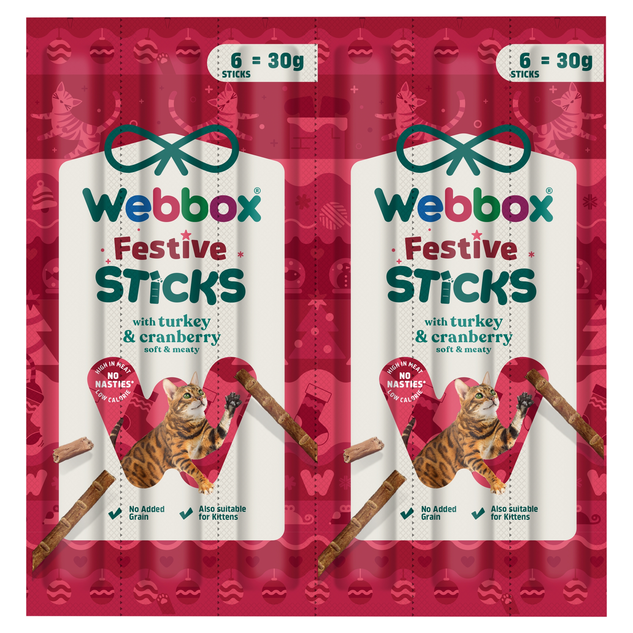Webbox Festive Cat Sticks Turkey & Cranberry 30g