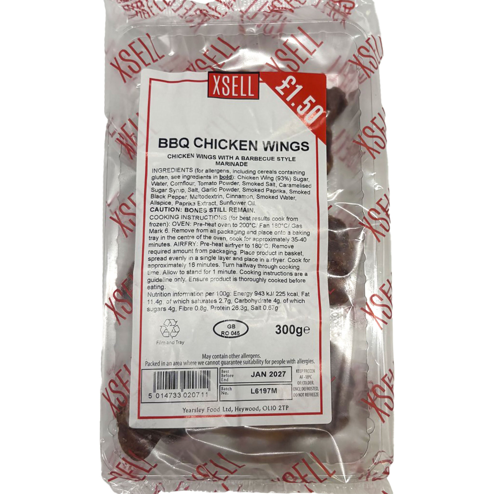 Xsell Flavoured Chicken Wings (£1.50) 300g