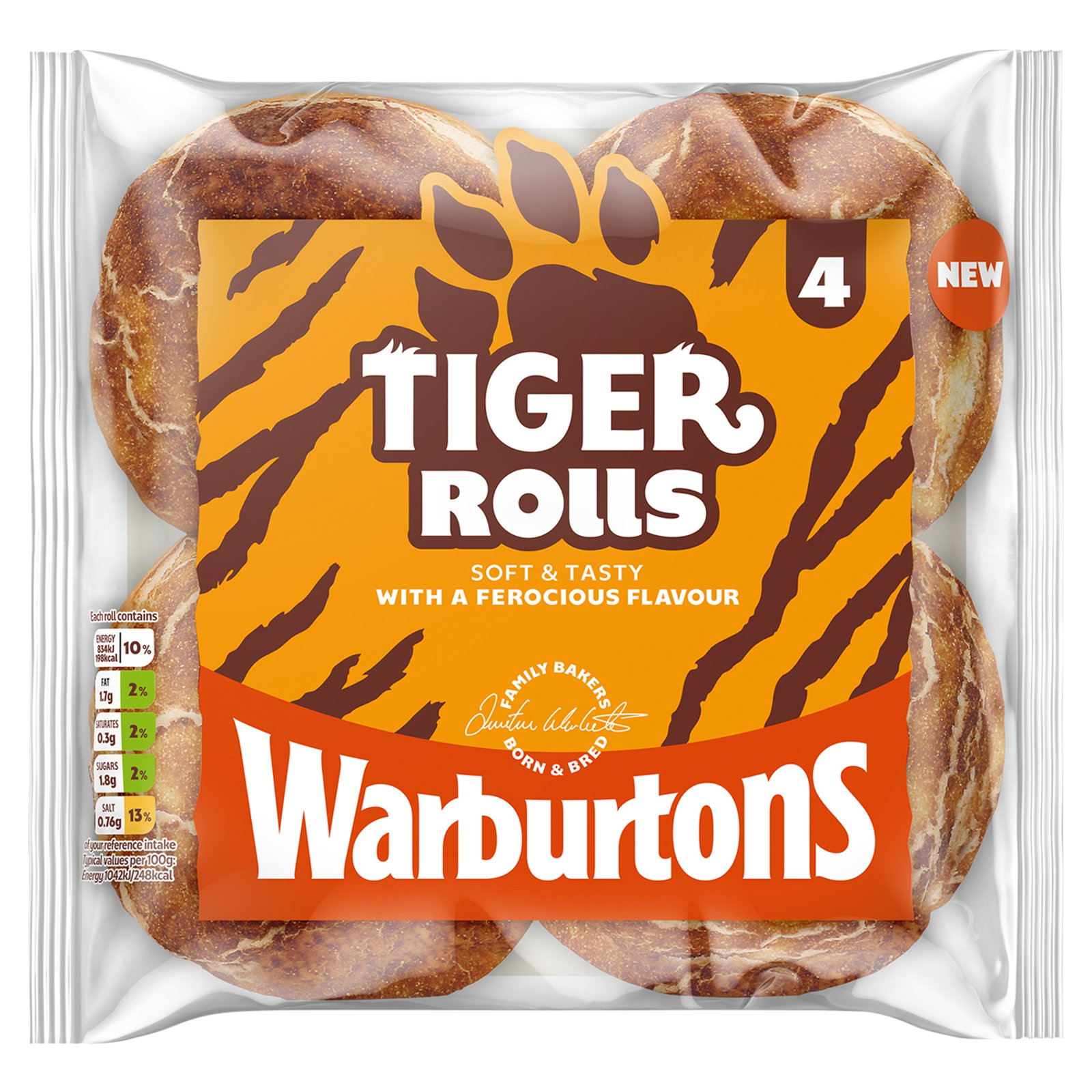 Warburtons Tiger Rolls 4pk