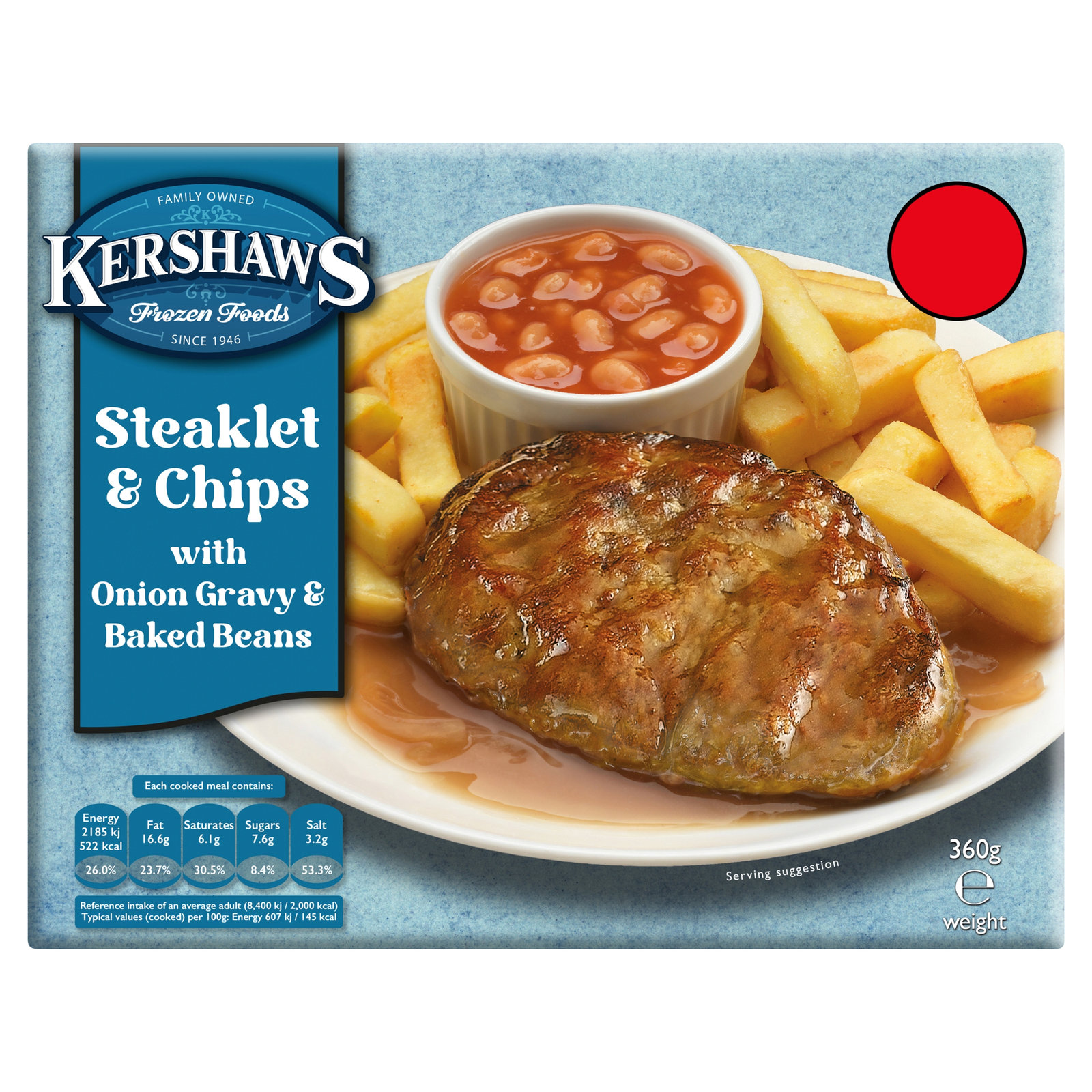 Kershaws Steaklet & Chips (PMP £2.85) 360g