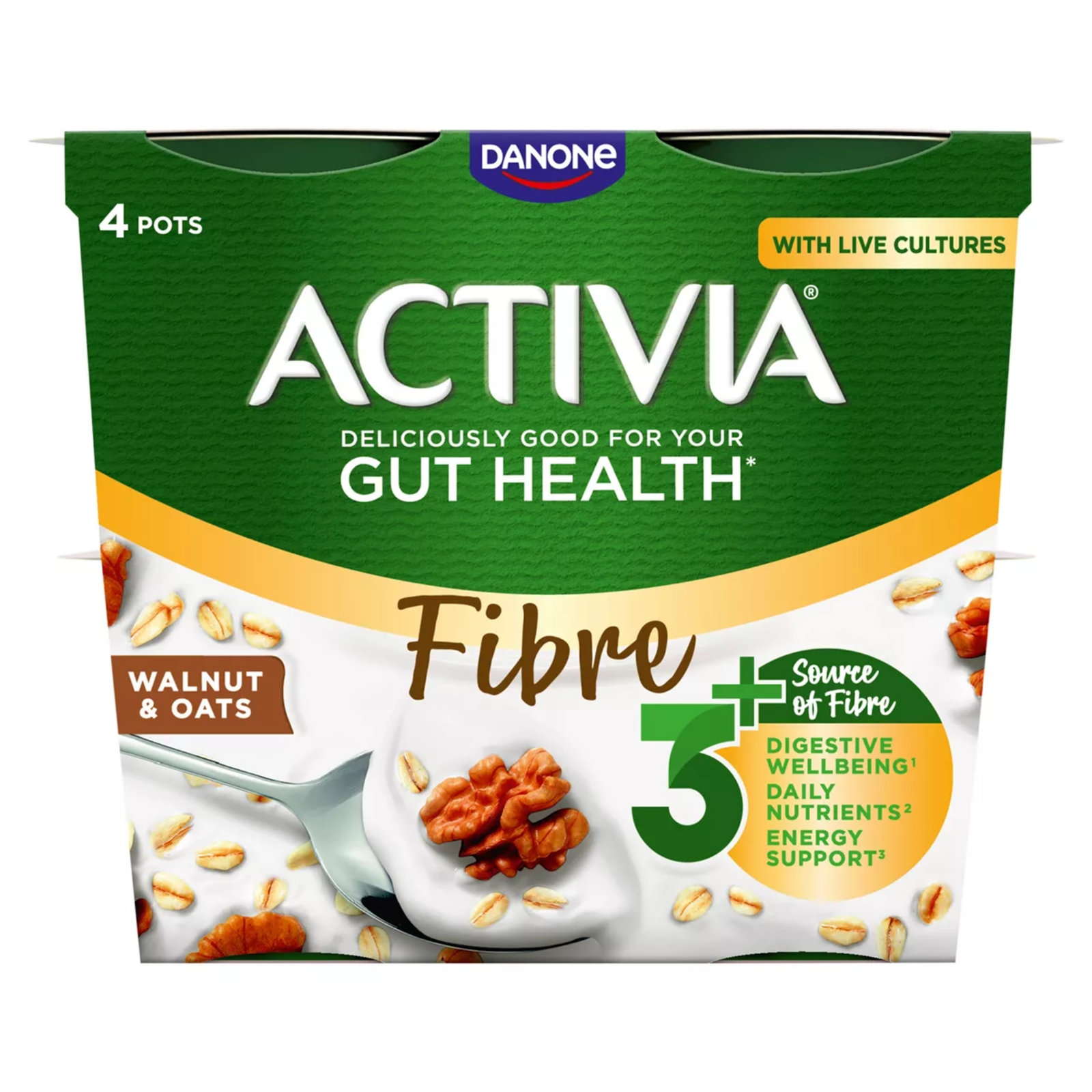 Activia Gut Health Walnut & Oats 4×115g