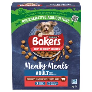 Bakers Meaty Meals Adult Dry Dog Food Beef 1kg