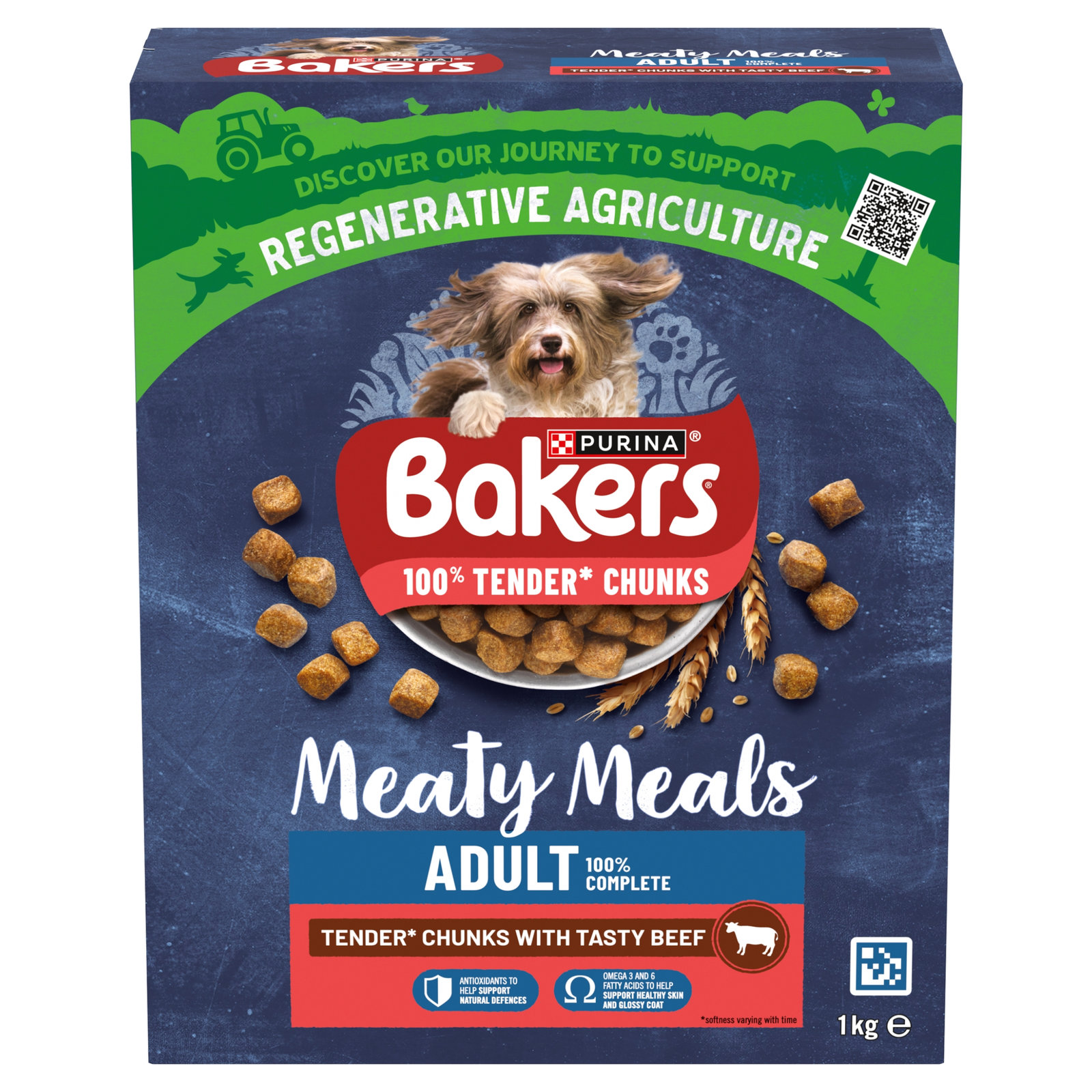 Bakers Meaty Meals Adult Dry Dog Food Beef 1kg